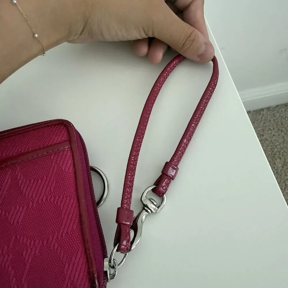 Coach Daisy Signature Large Wallet Jacquard Wristlet Monogram Hot Pink Y2K